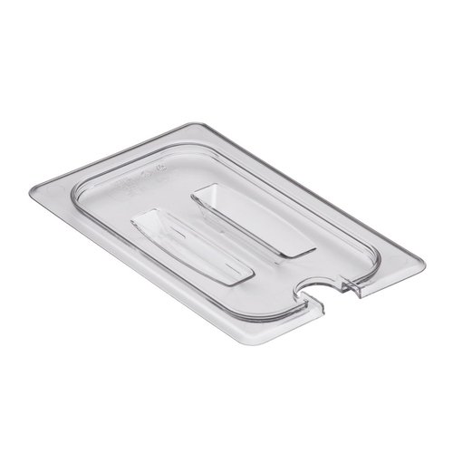 Cambro  40CWCHN135  Camwear Food Pan Cover, 1/4 size, notched, with handle, polycarbonate, clear