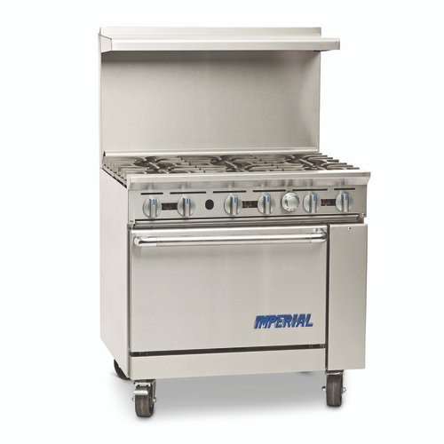 Imperial  IR-6-C  6 open burners, (1) 26 1/2'' wide convection oven