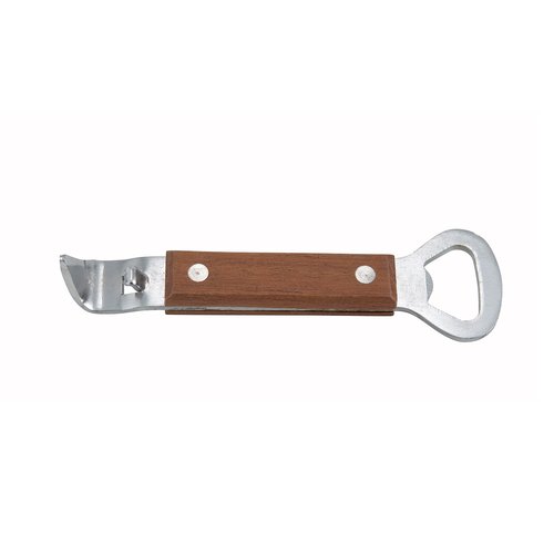 Winco CO-303 Can Tapper/Bottle Opener w/Wooden Hdl, 7'', S/S