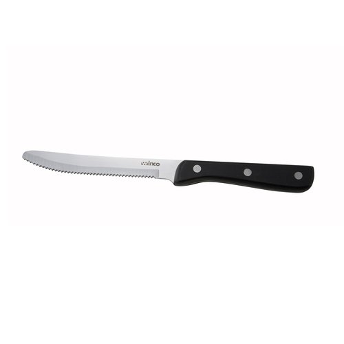 Winco K-80P Jumbo Steak Knives, 5'' Blade, Triple Riveted, Full-Tang Forged Blade