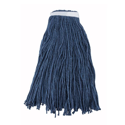 Winco MOP-32C Cotton-Poly Blend Cut-End Wet Mop Head, 32oz, Blue