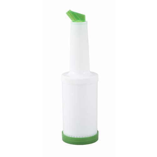 Winco PPB-1G 1qt Liquor/Juice Pour Bottle, Green Spout & Lid