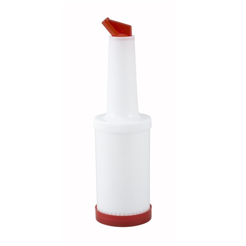 Winco PPB-1R 1qt Liquor/Juice Pour Bottle, Red Spout & Lid