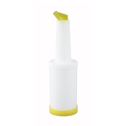 Winco PPB-1Y 1qt Liquor/Juice Pour Bottle, Yellow Spout & Lid