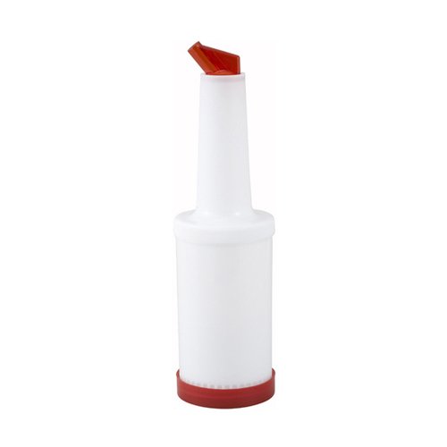 Winco PPB-2R 2qt Liquor/Juice Pour Bottle, Red Spout & Lid
