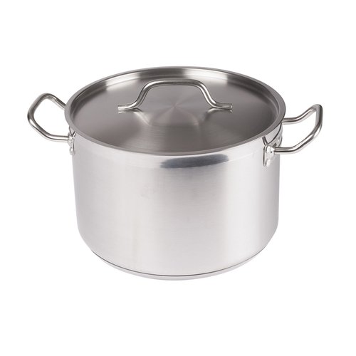Winco SST-12 12qt S/S Stock Pot w/Cover, Induction-Ready