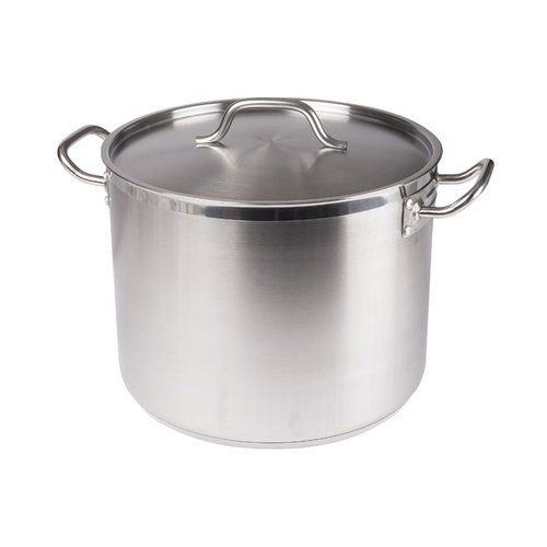 Winco SST-24 24qt S/S Stock Pot w/Cover, Induction-Ready