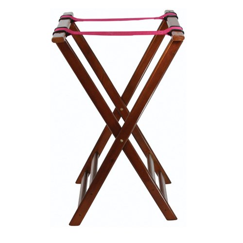 Winco TR-33W Folding Tray Stand, 32''H, Walnut