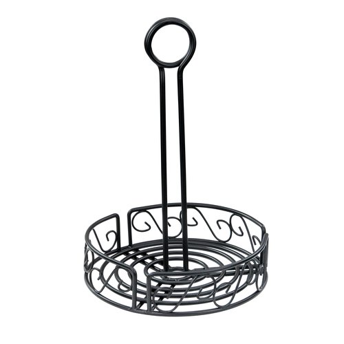 Winco WBKH-7R Black Wire Condiment Caddy, Round, 7-1/2'' dia x 9''H