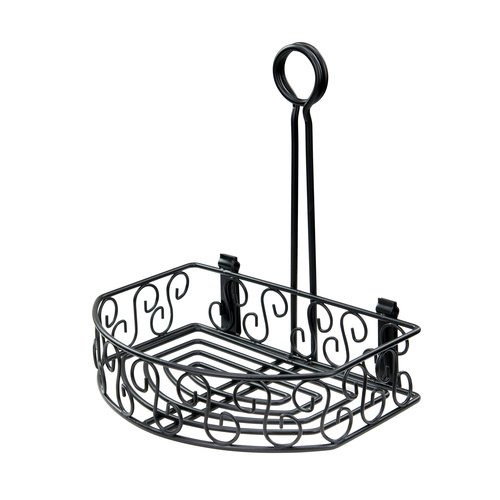Winco WBKH-6SB Black Wire Condiment Caddy, Half-Round, 8-1/4'' x 6-1/4'' x 9''H