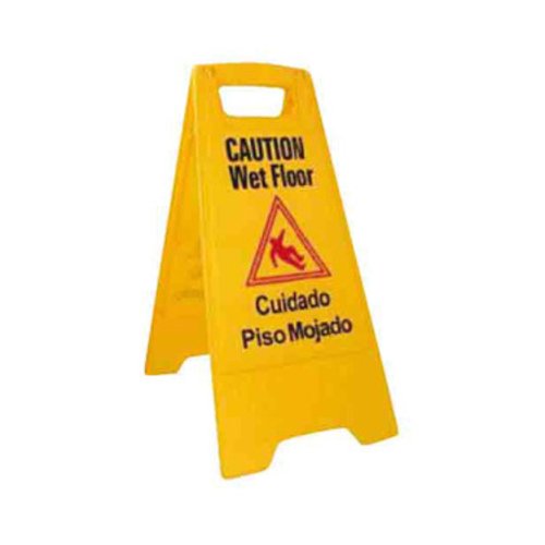 Winco WCS-25 Wet Floor Caution Sign, Fold-out, Yellow