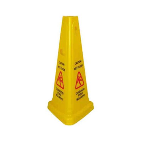 Winco WCS-27T Wet Floor Caution Sign, Cone-shaped, Yellow