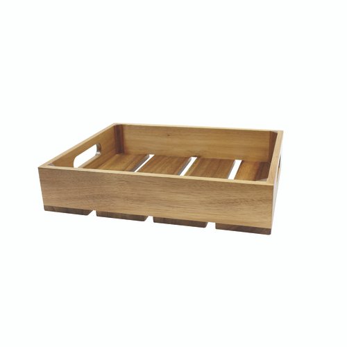 TableCraft Products CRATE11 1:1 Gastro Serving & Display Crate, Acacia Wood, 20.875 x 12.75 x 2.75''