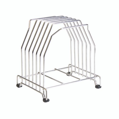 CFS Brands  KLRST  Cutting Board Storage Stand, non-slip feet, fits 6 boards, stainless steel