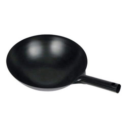 Winco WOK-34 14'' Carbon Steel Wok, Integrated Hdl, Black