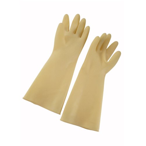 Winco  NLG-916  Natural Latex Gloves, Medium 9'' x 16'', Yellow