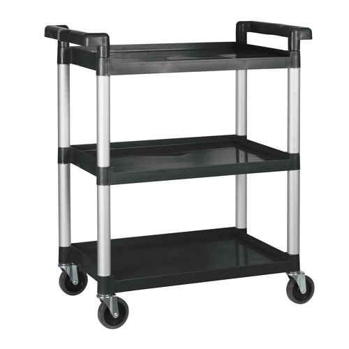 Winco UC-2415K Plastic Utility Cart, 32''L x 16-1/8''W x 36-3/4''H, 3 Tier, Black