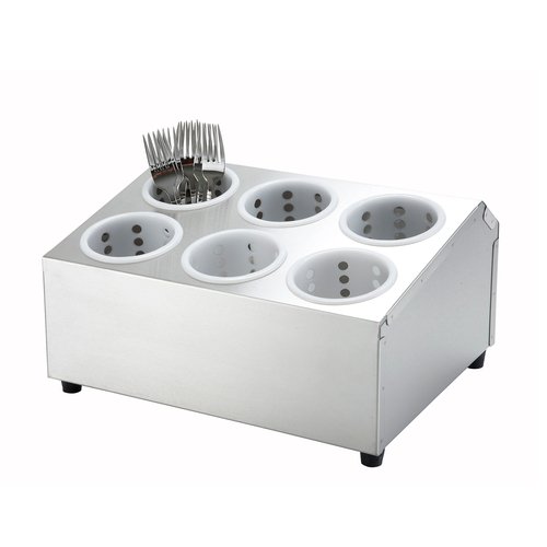 Winco FC-6H Flatware Cylinder Holder, 6 Holes, 2 Tiers, S/S
