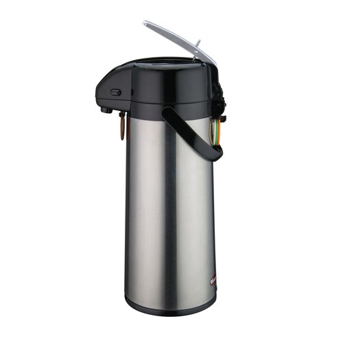 Winco AP-825 2.5L Glass Lined Airpot w/Lever Top, S/S Body