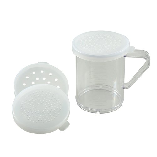 Winco PDG-10 10oz Dredge, 3 Clear Snap-on Lids, PC