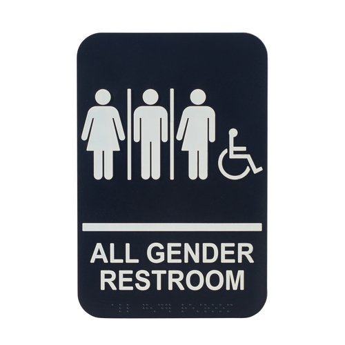Winco  SGNB-608  Information Sign, ''All Gender/Accessible'', 6'' x 9'', Braille