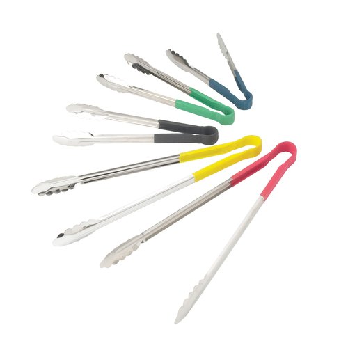 Winco  UTPH-9G  9'' S/S Utility Tong, PP Hdl, Green