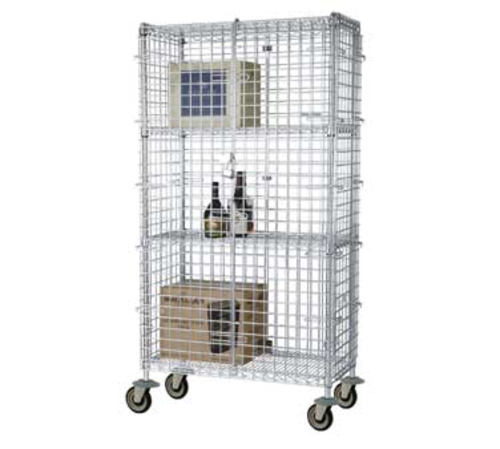 1880 Hospitality  FMSEC24484  Chromate mobile security cage 24''x48''x63''h, 4 shelves