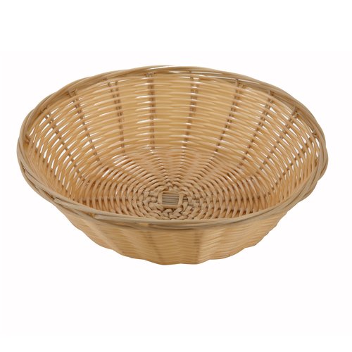 Winco  PWBN-9R  Poly Woven Baskets, Round, 9'' x 2-3/4'', Natural