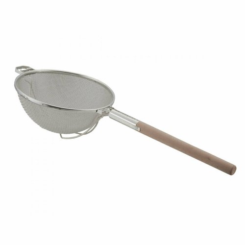 Libertyware  WHSHD12  Strainer, 12'', stainless steel, double medium mesh, heavy duty reinforced, wood handle