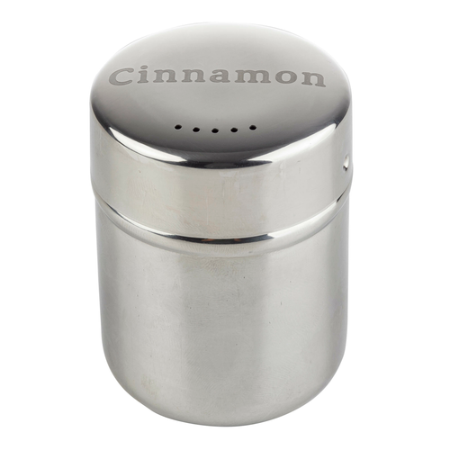 TableCraft Products 11050 Shaker, 6 oz., ''Cinnamon'' imprint, dishwasher safe, stainless steel