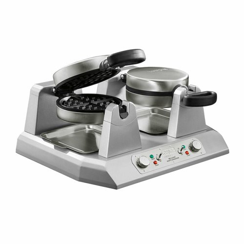 Waring WW250X2 Belgian Waffle Maker, double side-by-side, 7'' diameter, 1'' thick, non-stick plates, 120v, NEMA 5-20P