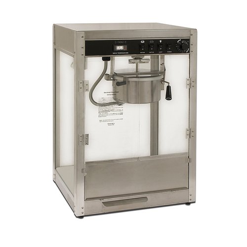 Winco 11087 Benchmark Silver Screen Popcorn Machine - 8 oz Kettle, 120v